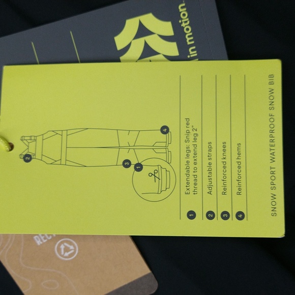 NEW! Kids' Waterproof Snow Ski Bib w/ Clips on Straps - All in Motion, Black - Picture 15 of 16